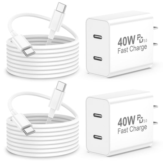 iPhone 17 Pro Max Charger Fast Charging, 40W Dual USB C Fast Charger Block with 6ft Type C Charging Cable Cord for iPhone 17/17 Pro/17 Pro