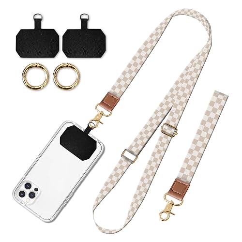 BeauBeast Cell Phone Lanyard Adjustable Crossbody Strap, Cute Universal Phone Neck Wristlet Wrist Strap Patch for Keys Case Accessories Brown Cute