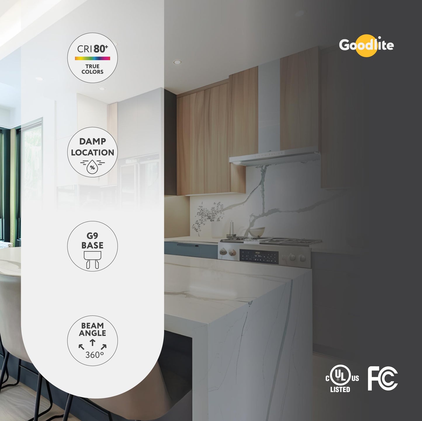 Goodlite 6W High-Efficiency LED G9 Bulb, Equal to 75W, Non-Dimmable, Super White 5000K, 900 Lumens, Indoor Energy-Saving Decorative Light, Ideal