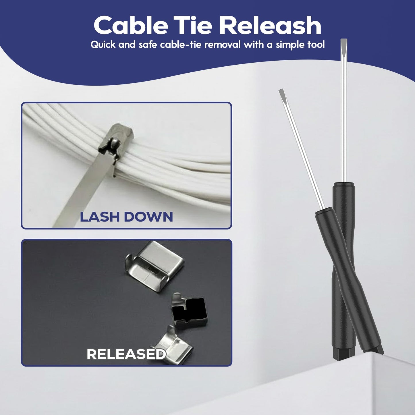 Metal Zip Ties 11.8 Inch 100 PCS | Self-Locking | 304 Epoxy-Coated Stainless Steel Zip Ties | Includes Gun, Scissor, Storage Bag, Tie Remover, Gloves
