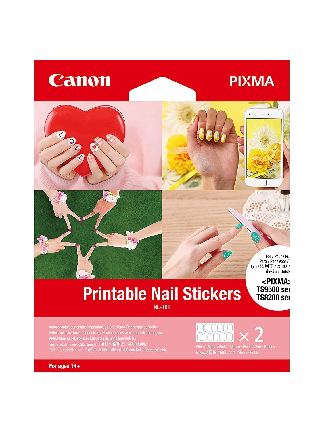 Canon USA 3203C001 Printable Nail Stickers, Compatible to PIXMA TS9520, TS9521C, TS8220 and TS702 Printers