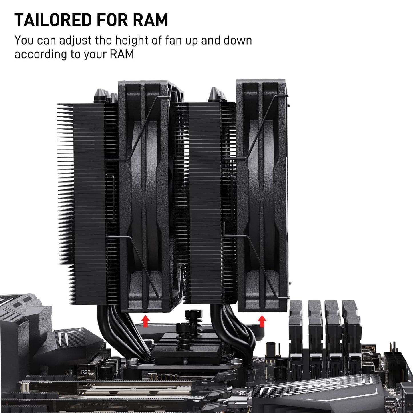 DARKROCK DT6 CPU Air Cooler, Dual Towers with 6 Copper Heat Pipes, 2 x 120mm PWM Fan for Low Noise Operation, Easy Installation - Brackets for Intel