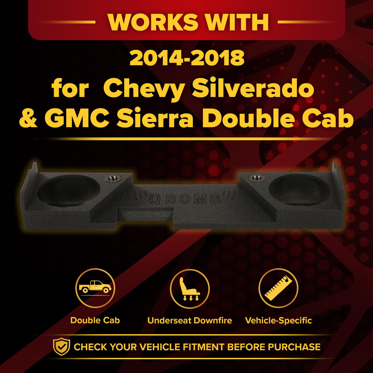 QPower Dual 10" Underseat Downfire Subwoofer Box for Chevy/GMC Double Cab