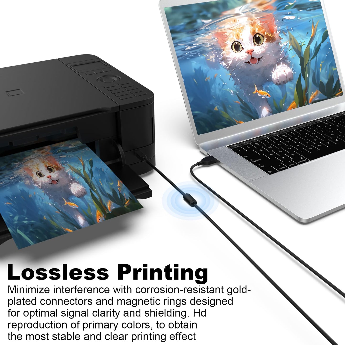 Zosvoses USB 2.0 Printer Cable Compatible with HP DeskJet 2755e, 2855e, 4155e, 4255e, 2722, 2752, 2755, 3630, 3752, 3755, 3772, OfficeJet 3830, 4650