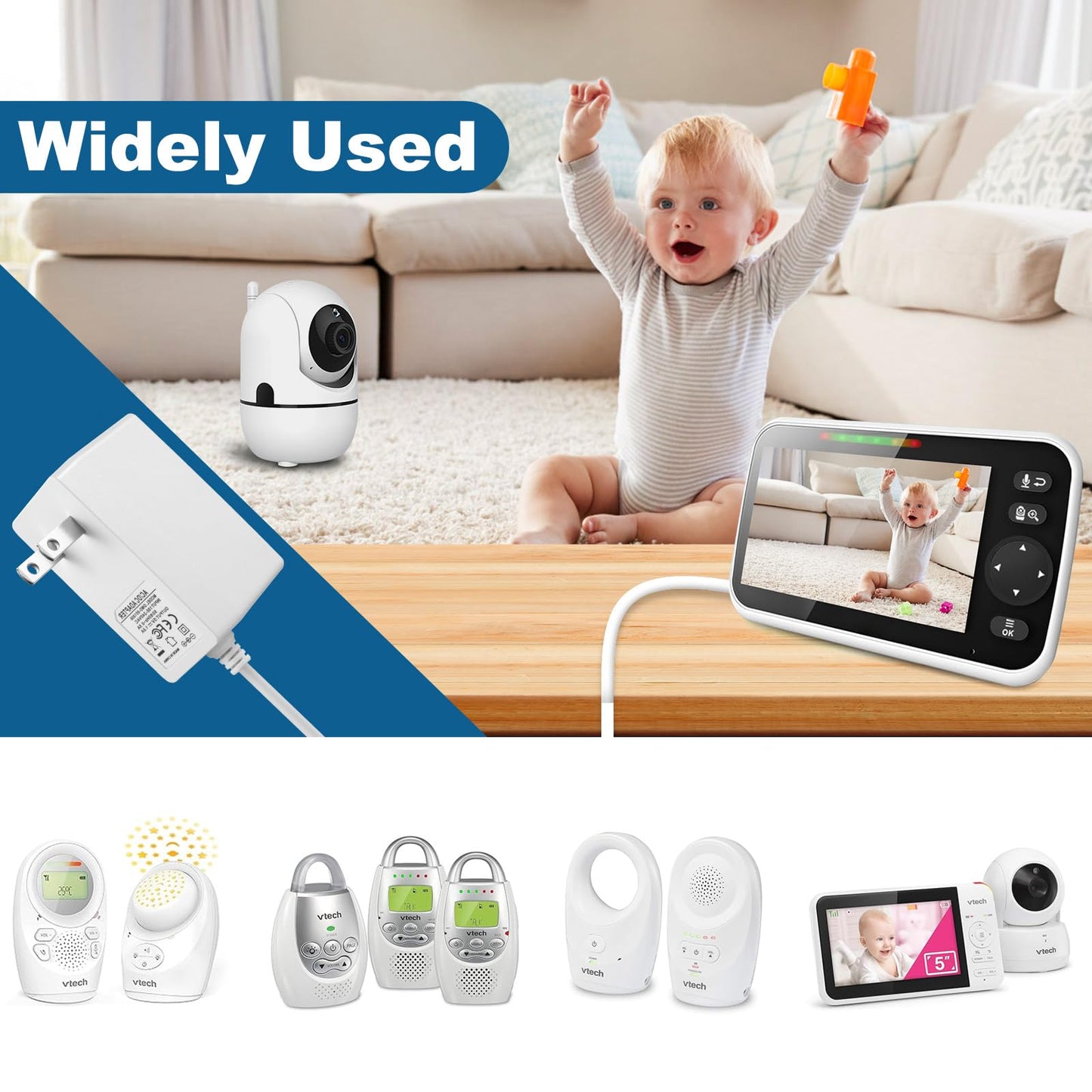 for vtech Baby Monitor Charger Cord is Suitable for The 6V vtech Baby Monitor Models DM221, DM221-2, DM223, and DM251 as Well as DM111, DM112, DM222…
