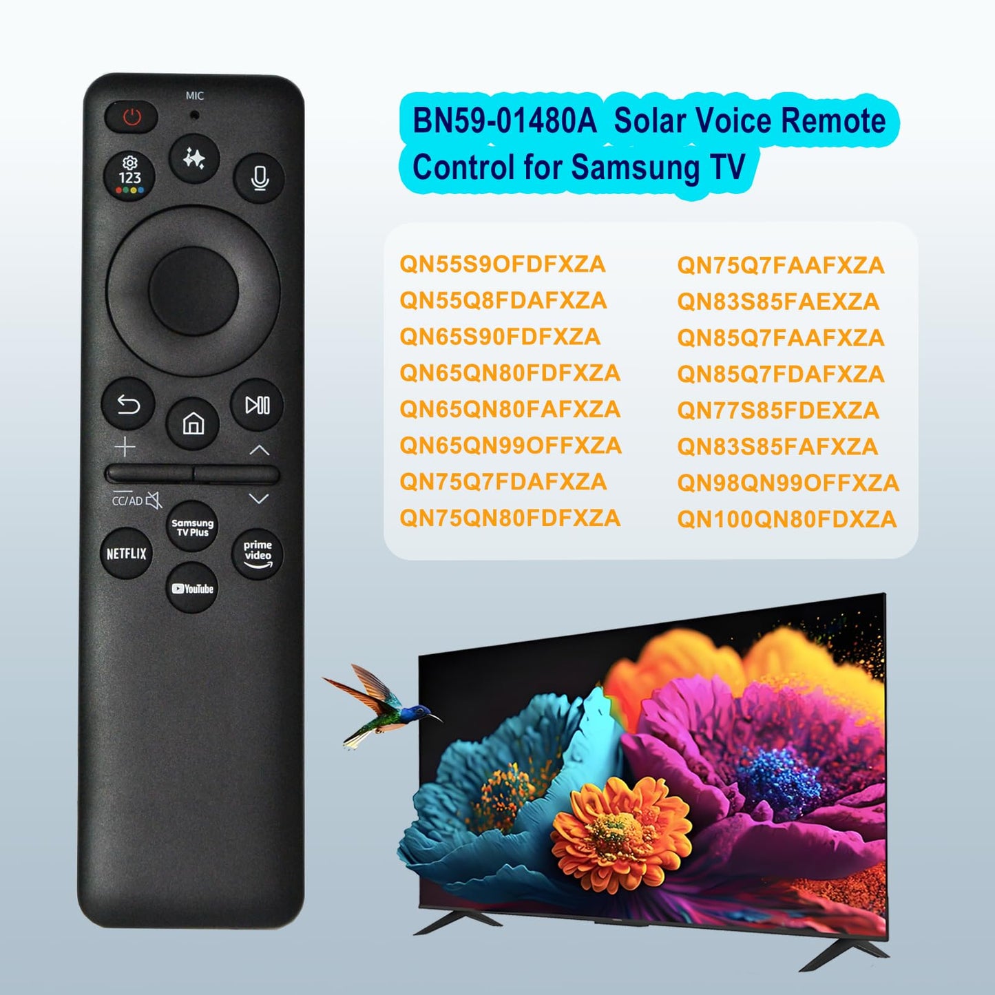 Replacement Remote for Samsung TV BN59-01480A, Solar Voice Remote Compatible with Samsung Smart TV 2021-2025 QLED 4K 8K Frame Series, with USB-C