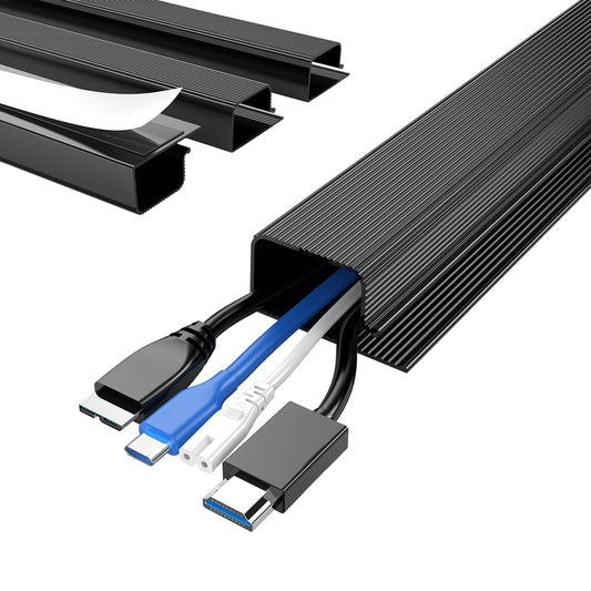 Delamu 4 Pack Cord Organizers for Desks, 62.8in Cable Organizer Cable Management Under Desk, Self Adhesive Wire Management Raceway, Desk Organizers