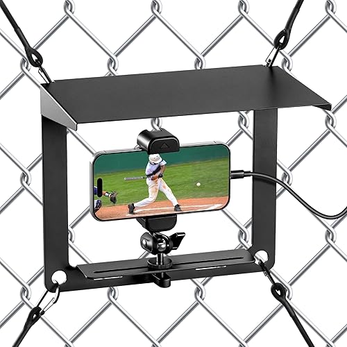 InnoGear Fence Mount for Phone, Flexible Cell Phone Fence Mount with Shade Live Sports Streaming Kit with Swivel Head for Mevo Start, Phones, GoPro