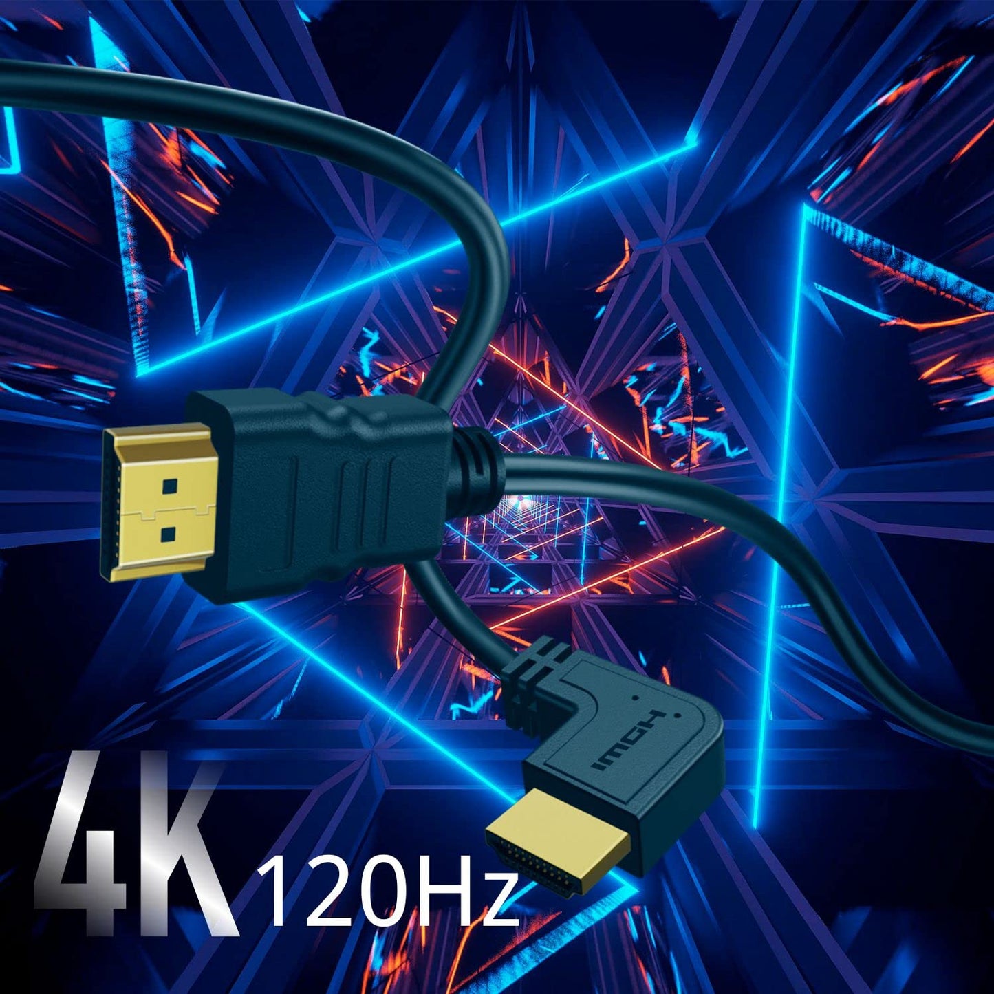 TNP Right Angle HDMI Cable (6FT) - High Speed HDMI 2.0 Cord UHD 4K 60hz 2K 2160p Full HD 1080p Quad HD 1440p 3D ARC/eARC Ethernet for Xbox One X/S PS