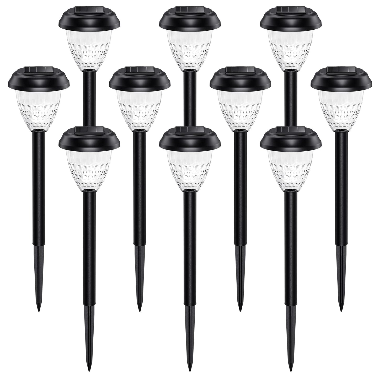URAGO Super Bright Solar Lights Outdoor Waterproof-10 Pack, Dusk to Dawn Up to 12 Hrs Solar Garden Lights Outdoor Pathway Auto On/Off, LED Landscape