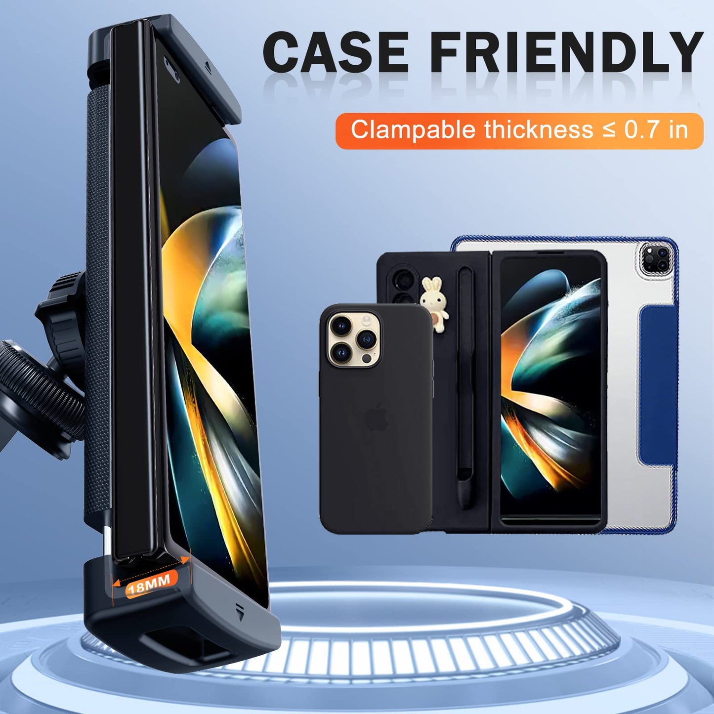 xuenair Z Fold 5 Car Mount, [360° Rotatable& Firmly Grip & Never Fall Off] Vent Tablet Mount for Car, iPad mini Car Mount for Samsung Z Fold 7 6 5 4 3