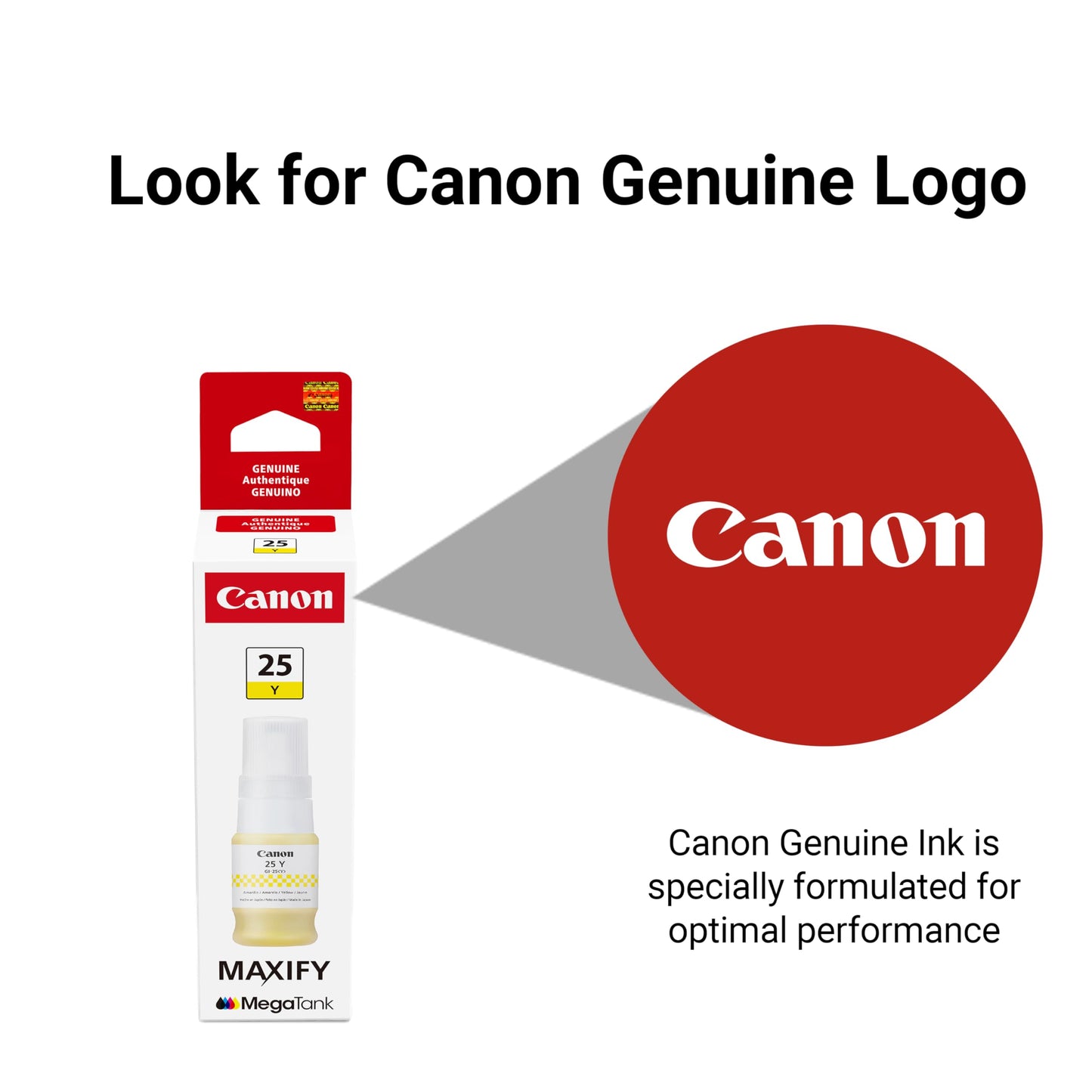Canon GI-25 Genuine Yellow Ink Bottle, Compatible with Megatank GX2020, and GX1020 Printers