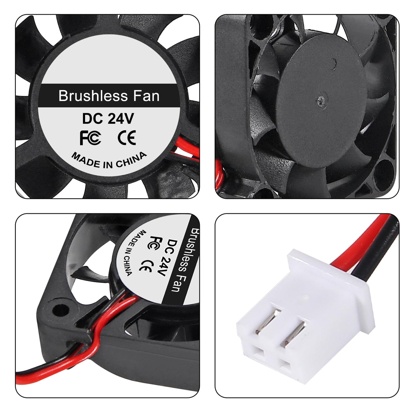 4Pcs 60mm Brushless Cooling Fan 6015 DC 24V 2.36in 60mm x 60mm x15mm 2 Pin Fan for 3D Printer Extruder DIY Computer CPU Cooling
