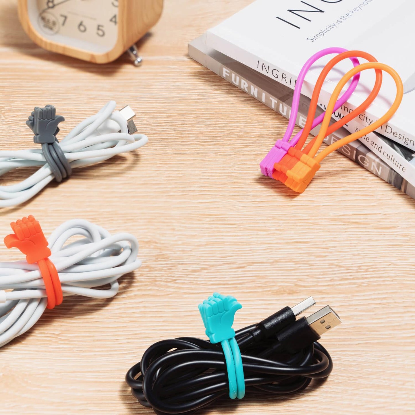 Reusable Magnetic Cable Ties Thumbs-up Magnetic Twist Ties for Cord Cable Organizer and Bundling, Can Be Use in Home Office School Outdoor
