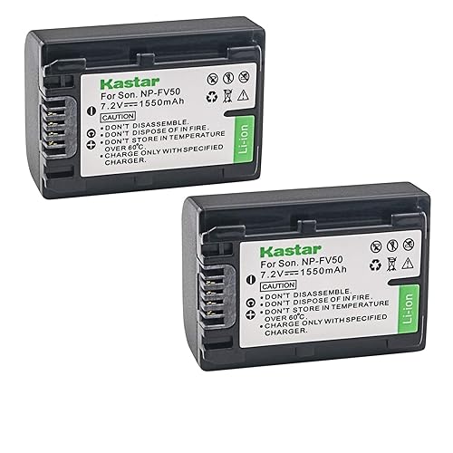 Kastar NP-FV50 Battery 2 Pack for Sony NP-FV30 NP-FV40 NP-FV50 & Sony Handycam HDR-CX380 430V 900 580V 760V HDR-PJ540 650V HDR-PV710V 790V 810