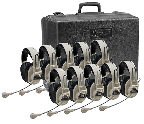 Califone 3066AV-10 Headsets with Storage Case, Set of 10