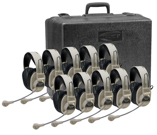 Califone 3066AV-10 Headsets with Storage Case, Set of 10