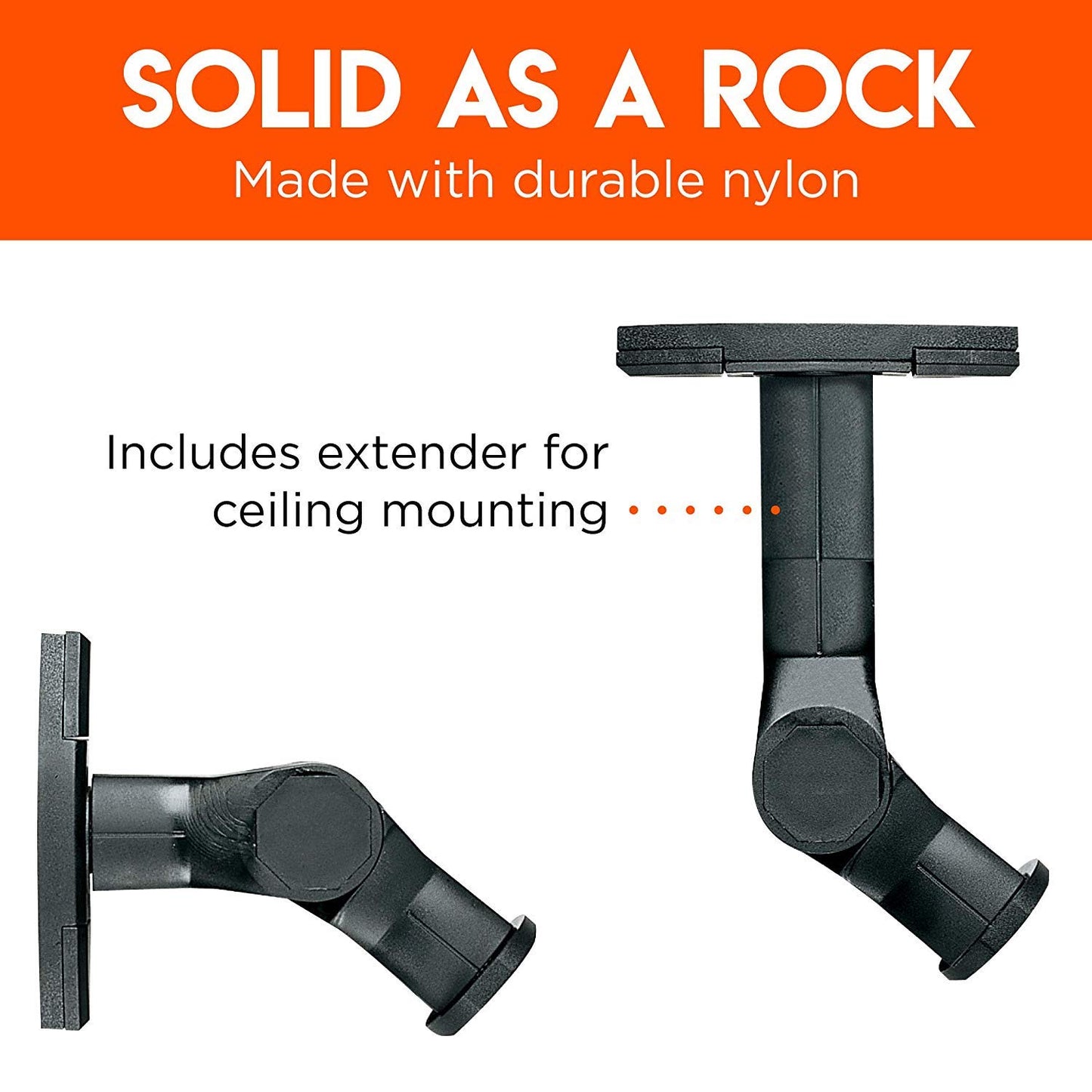 ECHOGEAR Speaker Wall & Ceiling Mount Pair - Universal Design Works with Vizio, Sony, & More - Tilt & Swivel Without Tools for Surround Sound - Easy