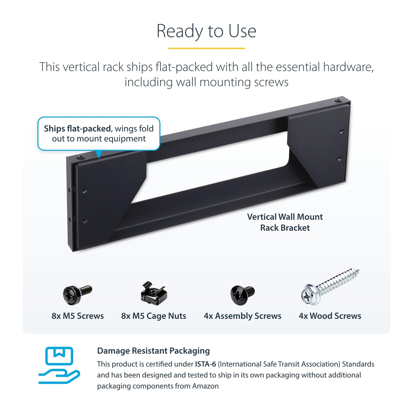StarTech.com 2U Vertical Wall-Mount Bracket for 19inch Rack Mountable Equipment, 121lb/55kg Capacity, for Patch Panels/Servers