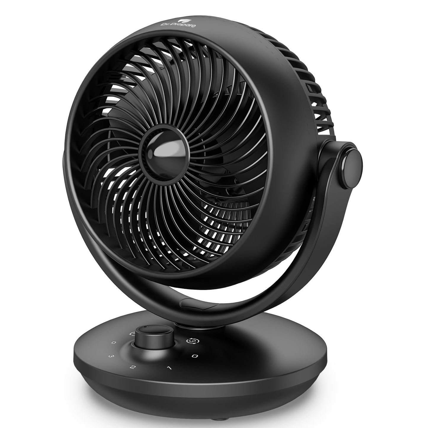 DR.PREPARE Fan for Bedroom, Small Desk Air Circulator Fan, 70° Auto-Oscillating Vortex Fans, Quiet Cooling, 3 Speeds, 100° Adjustable Tilt, Portable