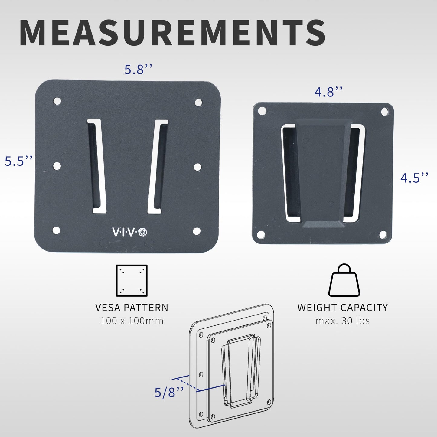 VIVO Anti-Rust Quick Release Plastic Polymer RV TV Mount Set for Screens up to 43 inches and 30 lbs, Low Profile, 2 Wall Plates 1 VESA Bracket,