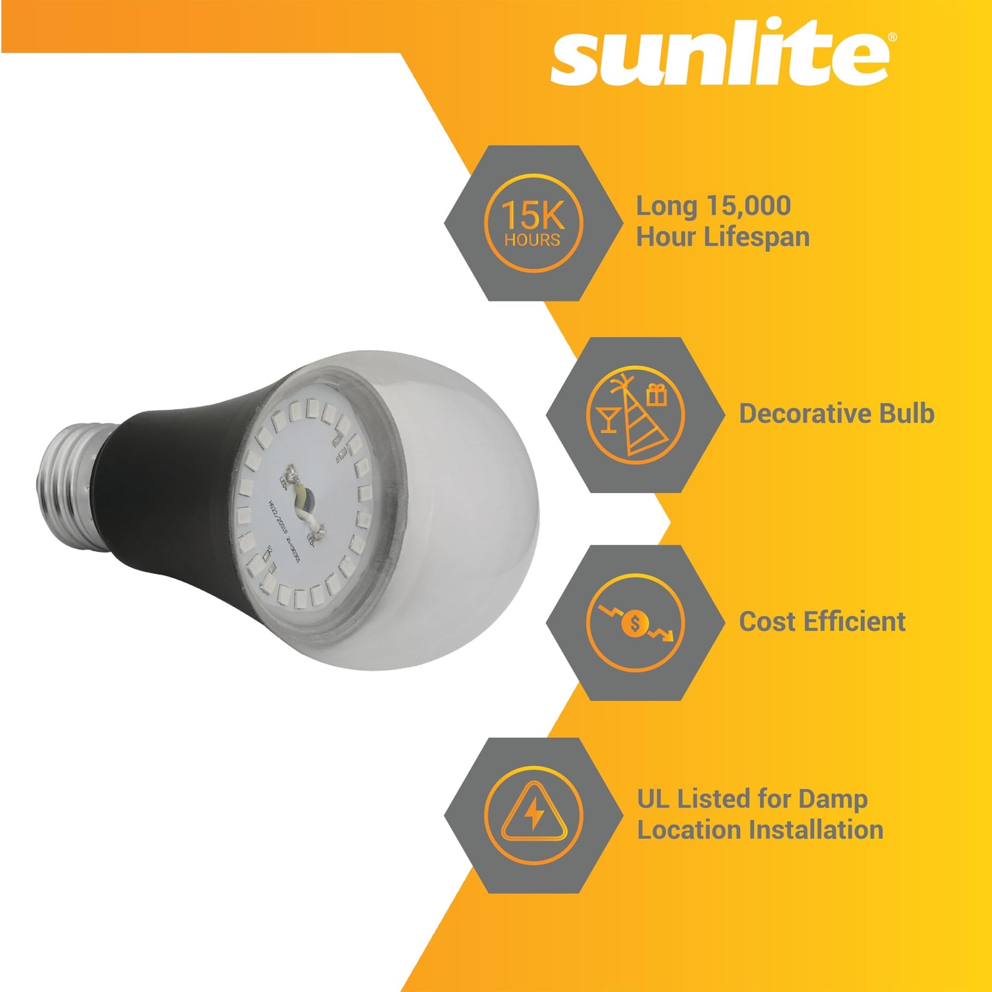 Sunlite LED A19 Black Light UV Bulb, 7W (60W Equiv.), Medium E26 Base, Non-Dimmable, 390-405nm Wavelength, Ideal for Black Light Room Decor, Halloween