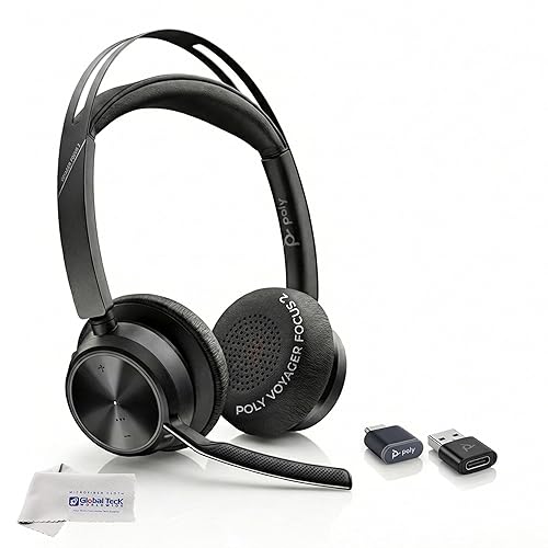 Poly Voyager Focus 2 UC Bluetooth Wireless Headset, USB-C, Connects to Deskphone, PC, Mac, Cellphone Work Calls - Compatible with Teams, Zoom…