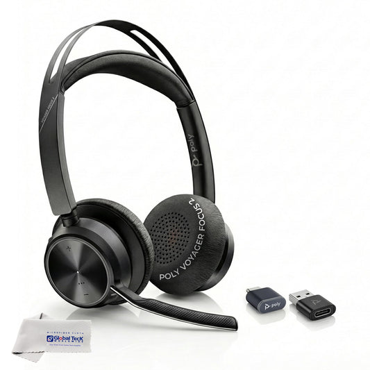 Poly Voyager Focus 2 UC Bluetooth Wireless Headset, USB-C, Connects to Deskphone, PC, Mac, Cellphone Work Calls - Compatible with Teams, Zoom…