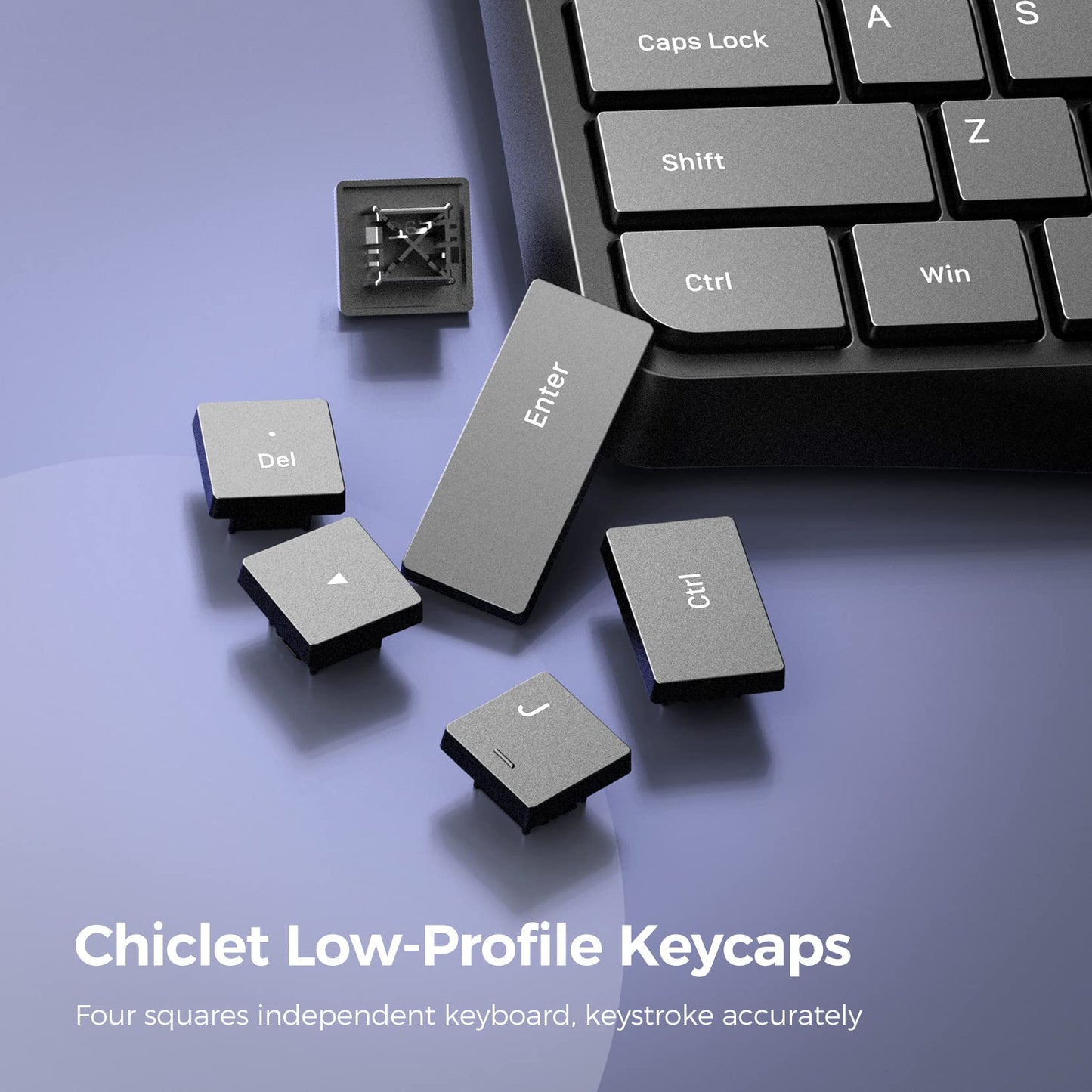 Virfour Wired Keyboard,Quiet Keyboard, Multimedia USB Computer Keyboard, Silent Keyboardwith Low Profile Chiclet Keys,Large Number