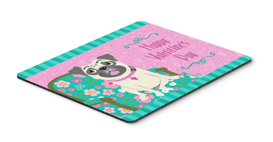 Caroline's Treasures VHA3002MP Happy Valentine's Day Pug Mouse Pad, Hot Pad or Trivet for Home Office Gaming Working Computers Laptop Mouse