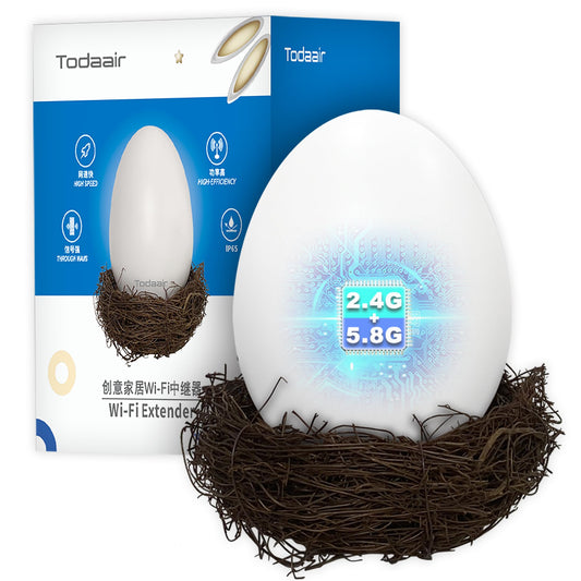Todaair Indoor/Outdoor WiFi Extender Dual-Band Gigabit | IP65 Weatherproof | 2Min Setup | Unique Egg Design