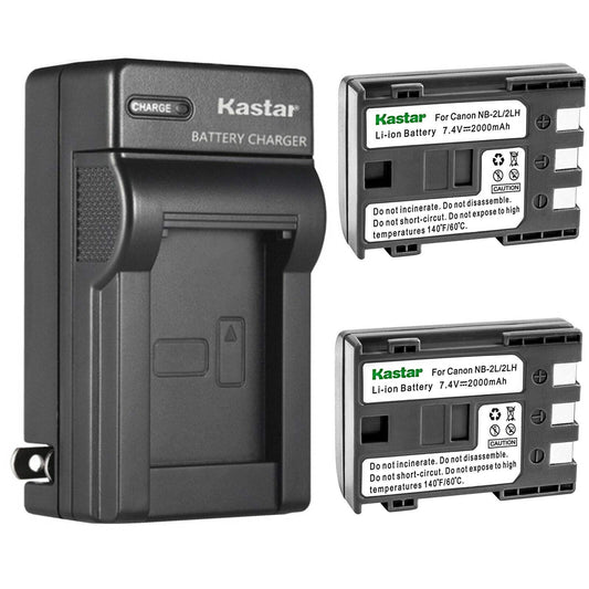 Kastar 2-Pack Battery and AC Wall Charger Replacement for Canon ZR850, ZR900, ZR930, ZR950, ZR960, MD100, MD101, MD110, MD111, MD120, MD130, MD140