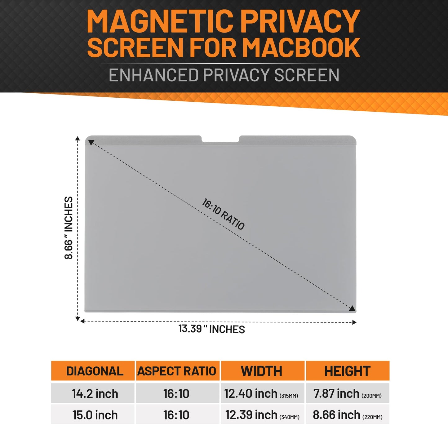 Tecgear Privacy Screen Filter 15 Inch | MacBook 15 Inch M1 Privacy Filter | Magnetic Laptop Screen Protector | Anti Glare Blue Light Blocking Magnetic