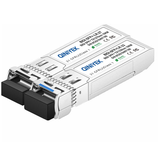 A Pair of 10G SFP LR BIDI Module, BIDI GBIC 1330nm-TX/1270nm-RX, SMF, up to 10 km Compatible with Cisco SFP-10G-BXD-I/SFP-10G-BXU-I, for Cisco