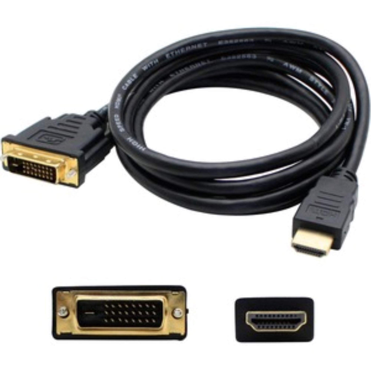 AddOn 5-Pack of 6Ft Hdmi Male to Dvi-D Male Black Adapter Cables