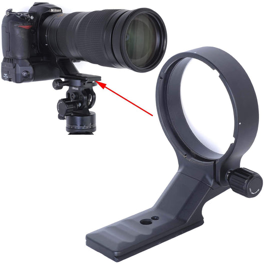 iShoot Lens Collar Compatible with Nikon AF-S NIKKOR 200-500mm f/5.6E ED VR, Lens Tripod Mount Ring Support Bracket Holder, Bottom is ARCA Fit Quick