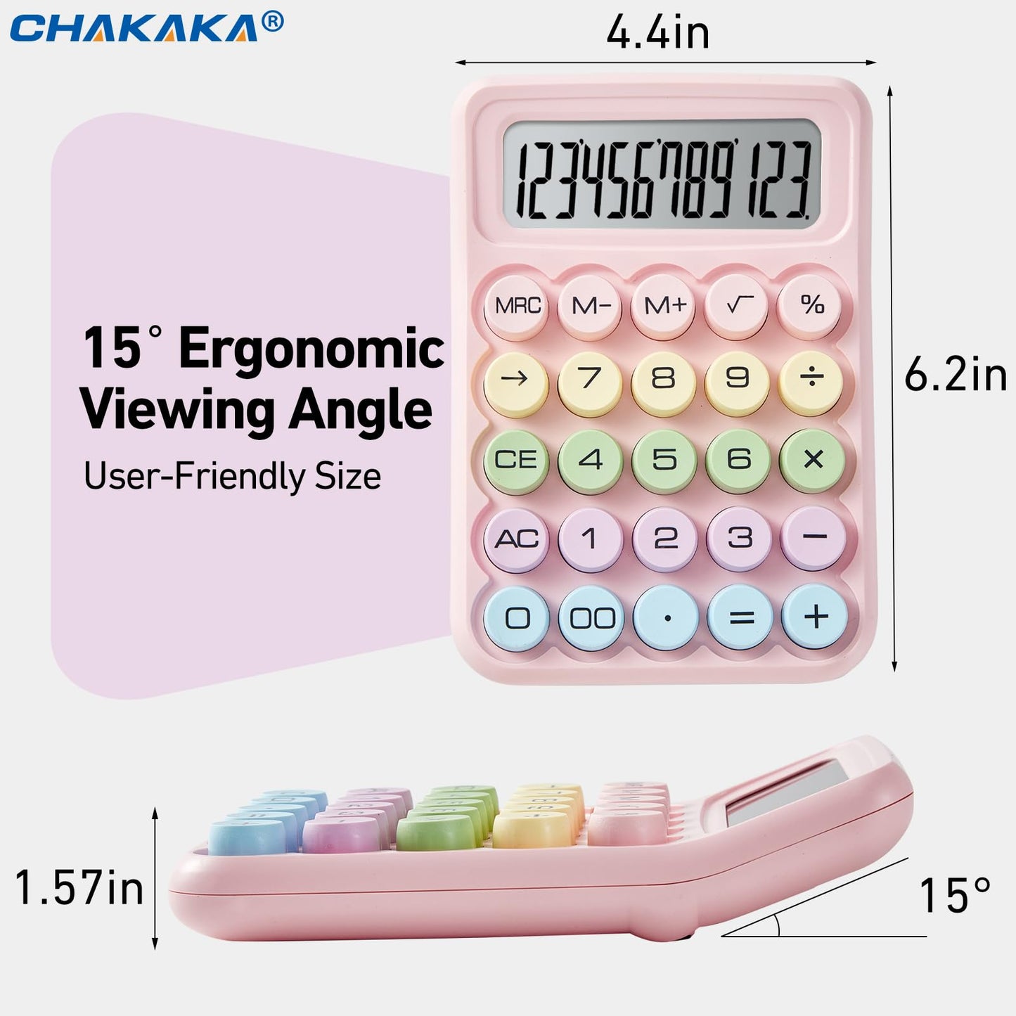 Electronic Calculator,12 Digits Large LCD Display Small Desktop Calculators,Pink Basic with Big Buttons,Easy to Press Mechanical Switch Calculator,4