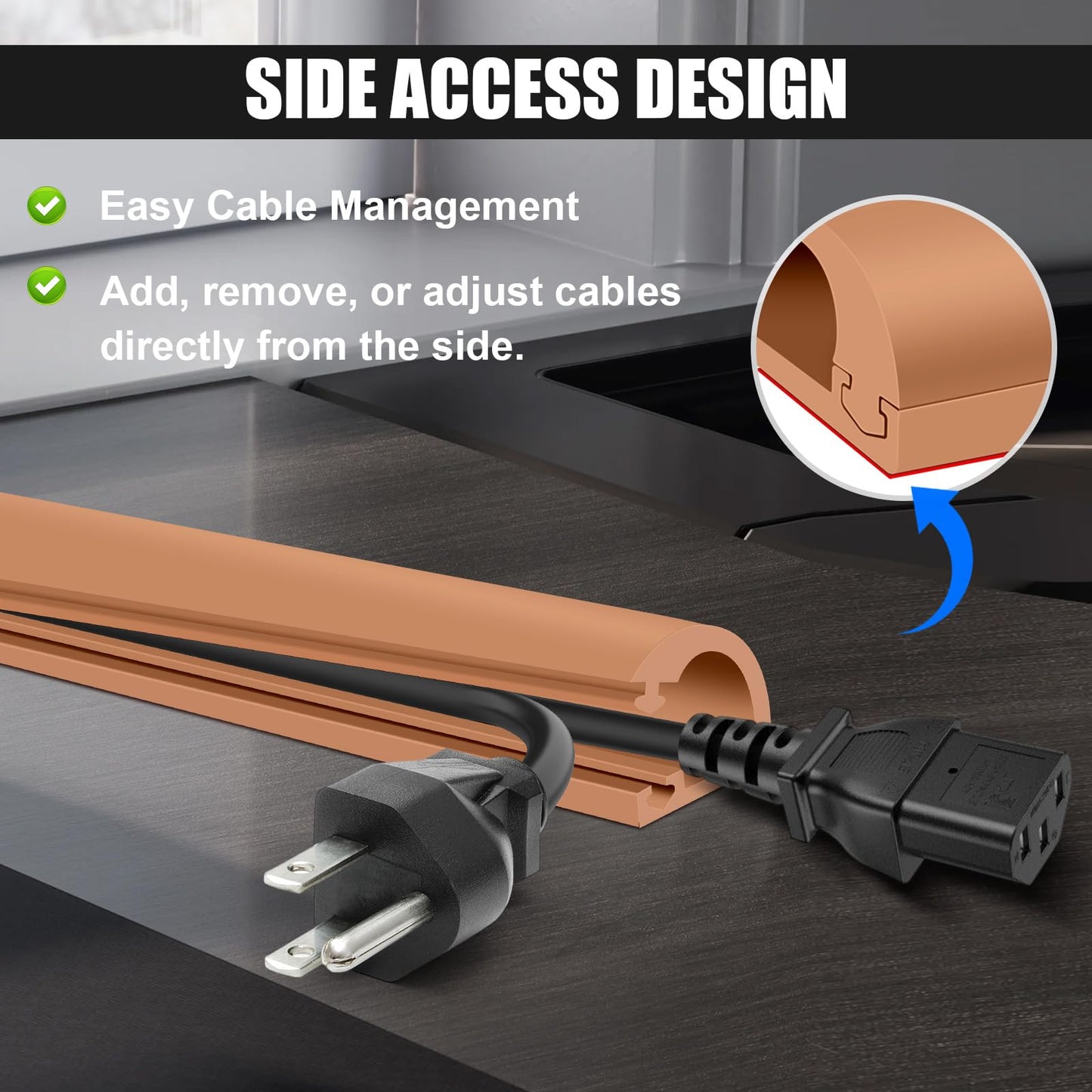 Wall Cord Hider, Flexible Self-Adhesive Wire Cover, Side-Open Cable Raceway for Cords on Wall, Cord Concealer for Mounted TV, Home Theater & Office