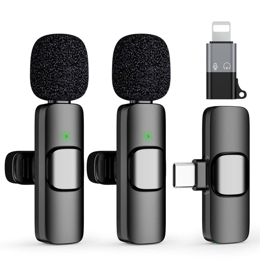 HEHOTTC Mini Wireless Lavalier Microphone for iPhone, iPad, Android Phone, Clip on Omni Lav Mic for Video Recording, Tiktok, YouTube, Vlog - Noise