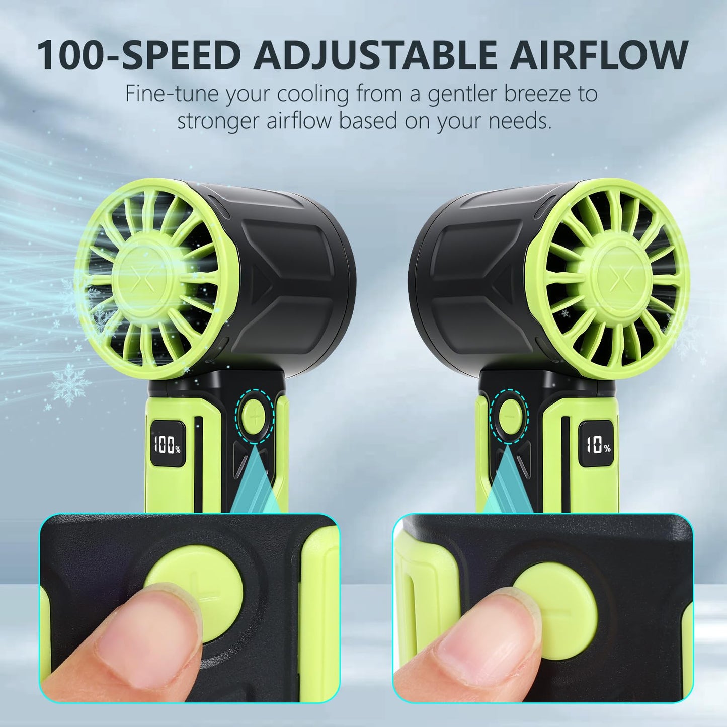 Mini Portable Fan, Handheld Turbo Fan, 100-Speed Digital Display, 4000mAh
