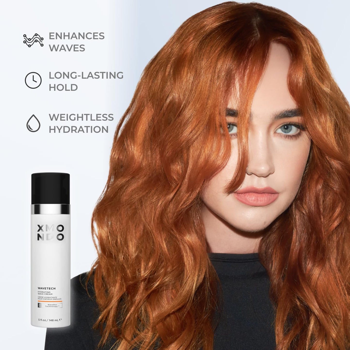 XMONDO Hair Wavetech Hydrating Wave Cream – Vegan Curl Cream for Wavy Hair with Coconut & Argan Oil, Definition, Hydration & Breakage Protection, 5 fl oz