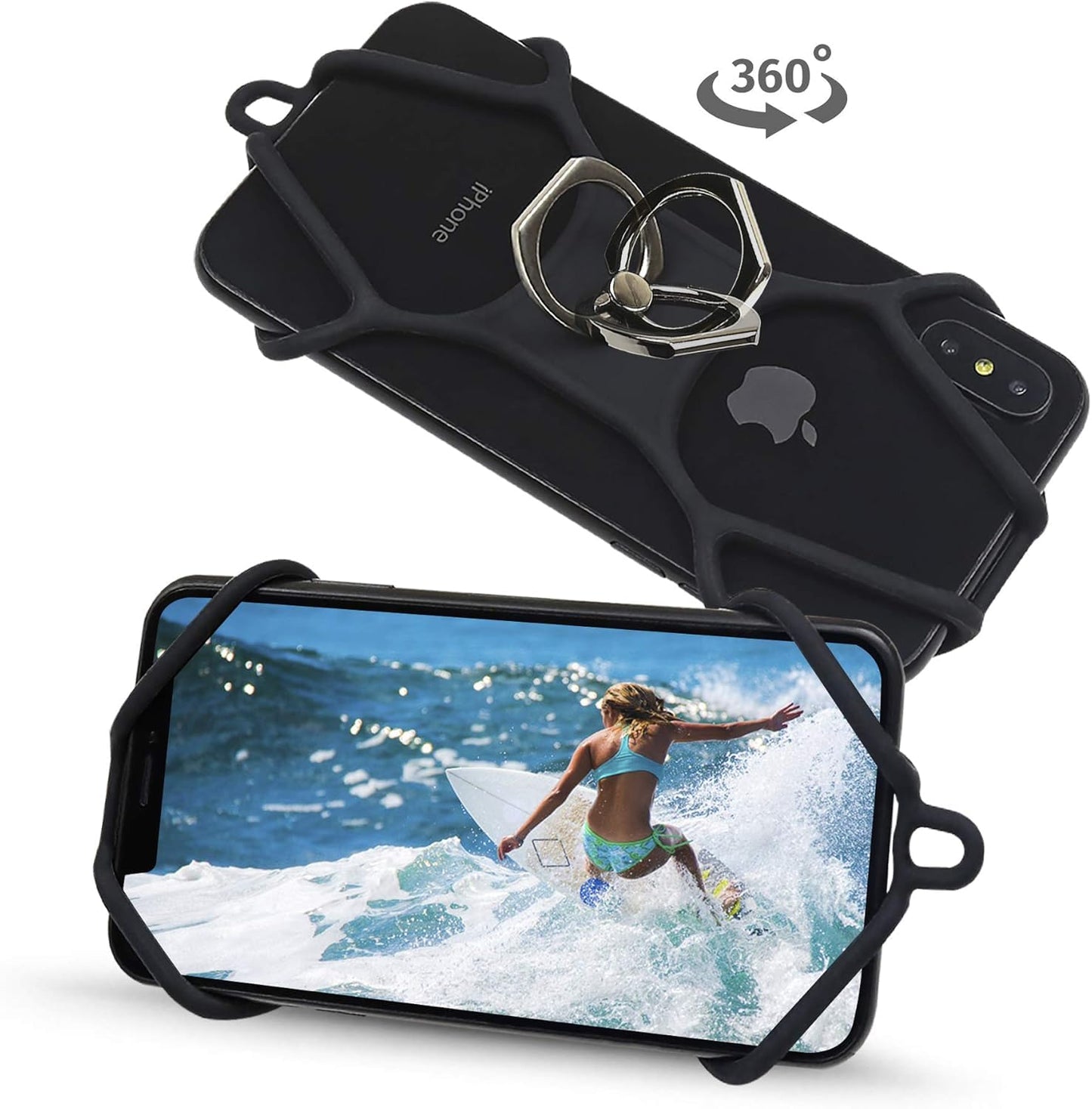 Gear Beast Cell Phone Lanyard, Silicone Smartphone Holder Case and Neck Strap Compatible with Most Phones, Black