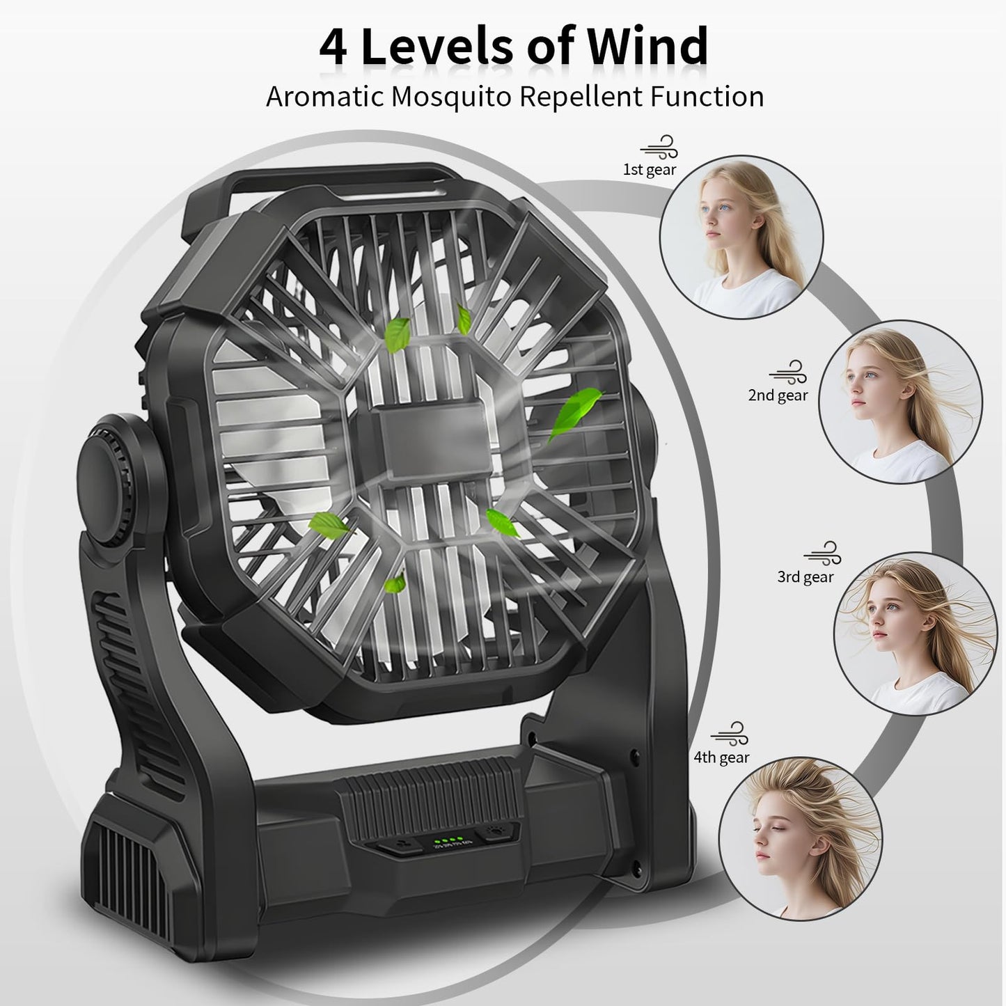 Portable Fan Rechargeable, 25400mAh Cordless Battery Powered Fan with LED Lantern, USB C Battery Operated for Travel Bedroom Home Camping Tent Office