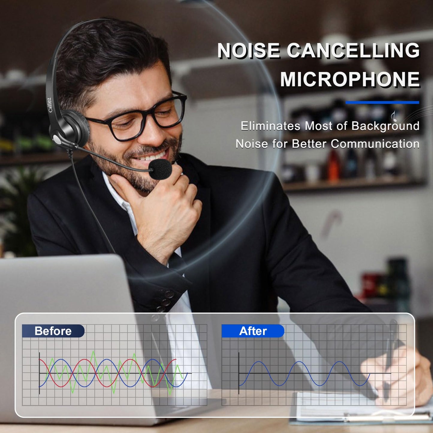 Callez Wired Computer Headset, 3.5mm/USB-C Headset with Mic Noise Cancelling for Work, Cell Phone Headphone for PC Laptop Mac iPhone Samsung Zoom