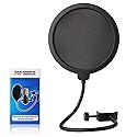Professional Microphone Pop Filter Shield,Mic Wind Mask Shield Screen with Blue Yeti and Any Other Microphone, Dual Layered Wind Pop Screen With A
