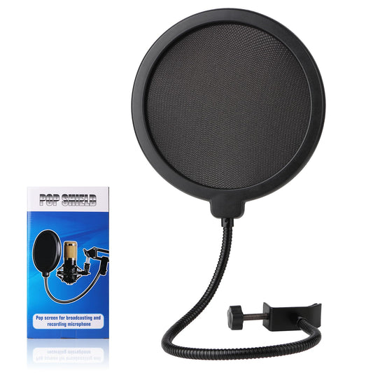 Professional Microphone Pop Filter Shield,Mic Wind Mask Shield Screen with Blue Yeti and Any Other Microphone, Dual Layered Wind Pop Screen With A