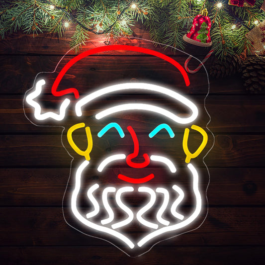 Santa Claus Neon Sign, Christmas LED Neon Signs for Wall Decor, Acrylic Transparent Neon Light Sign for Bedroom Bars Shops Cafe Christmas Decorative