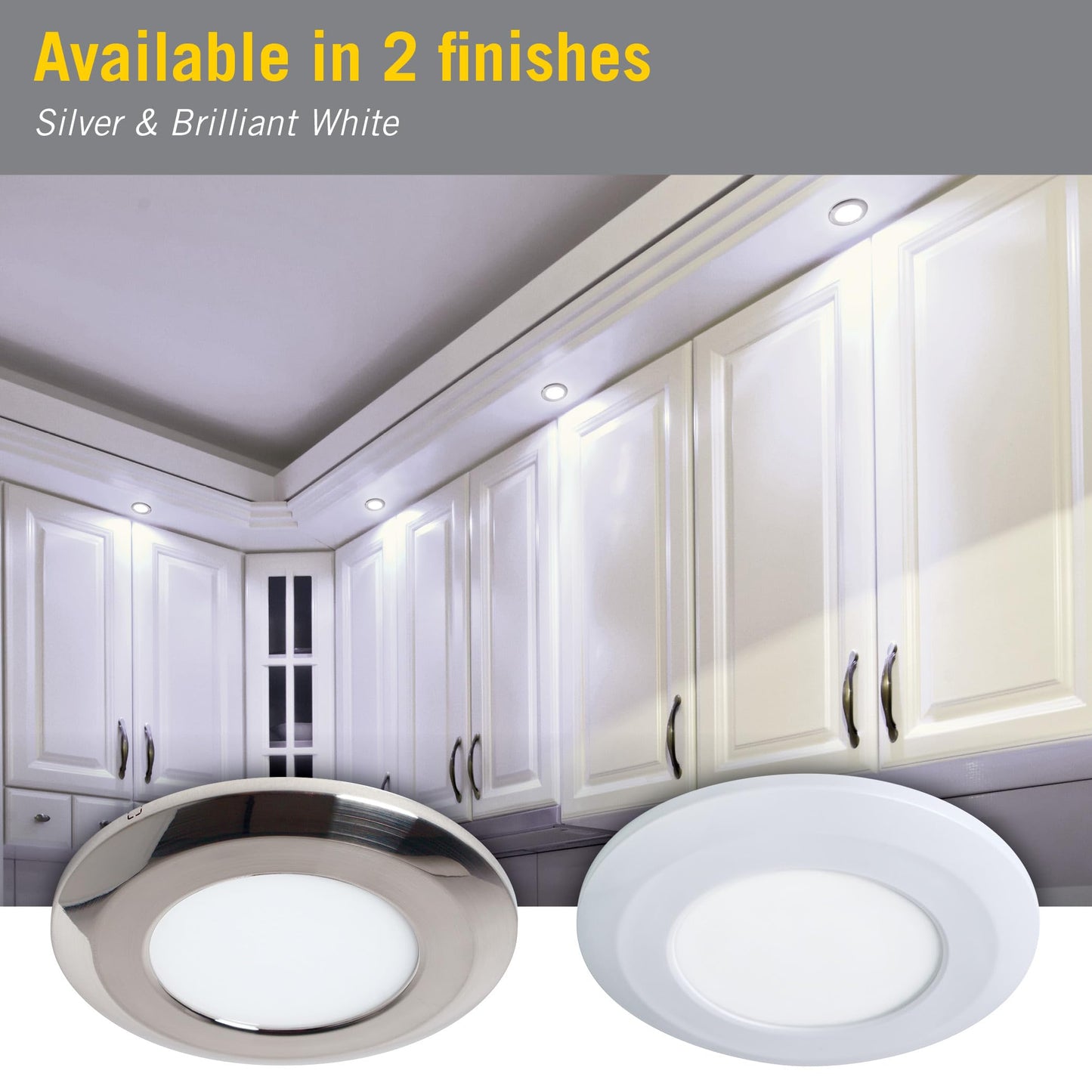 Armacost Lighting Wafer Thin LED Puck Light, Warm White Light (2700K), Brilliant White Finish 204411