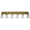 Sunlite 45485 48-Inch Traditional Vanity Light, Classic Decorative Wall Sconce, Bell-Shaped Alabaster Glass, 6 60W A19 Bulbs (Not Included), Above