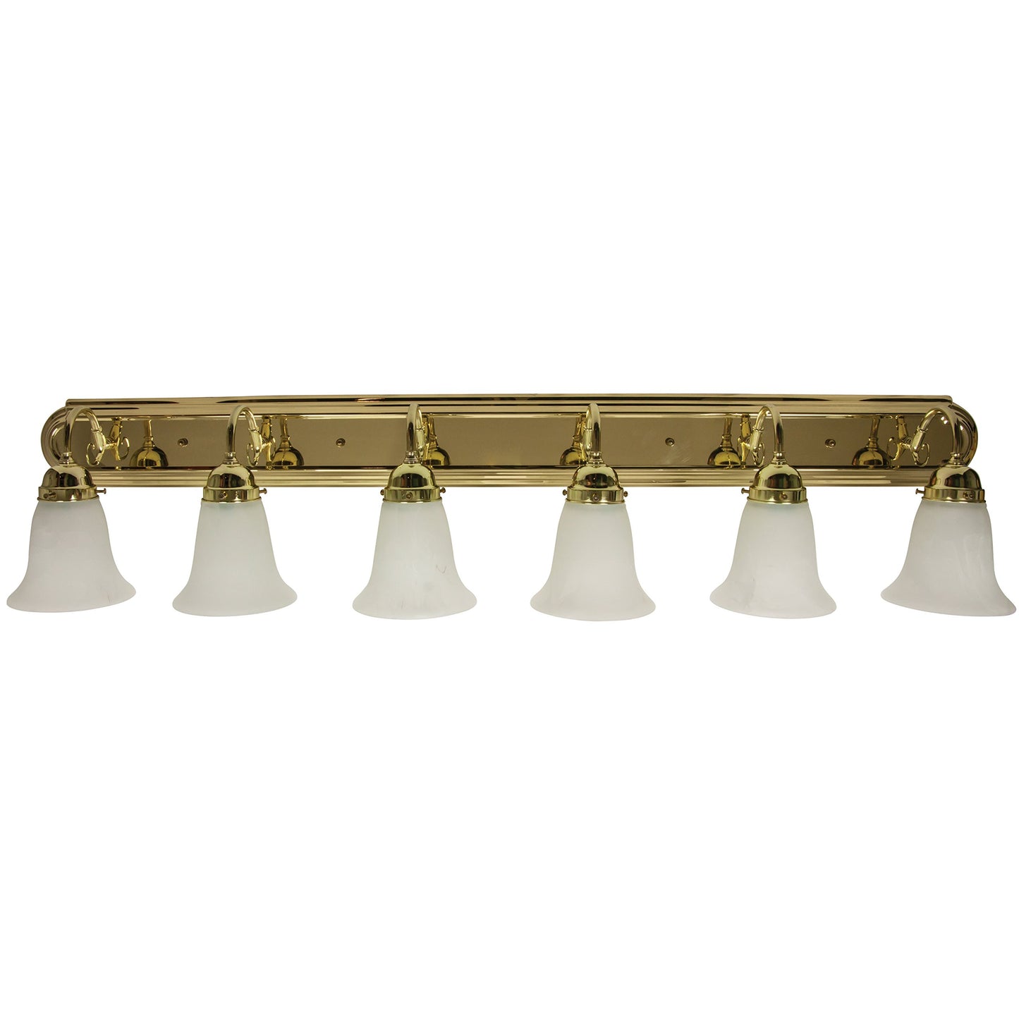 Sunlite 45485 48-Inch Traditional Vanity Light, Classic Decorative Wall Sconce, Bell-Shaped Alabaster Glass, 6 60W A19 Bulbs (Not Included), Above